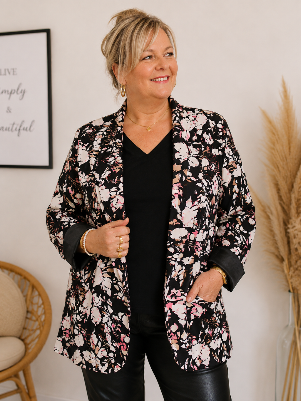 Blazer Fleuri – Grande Taille