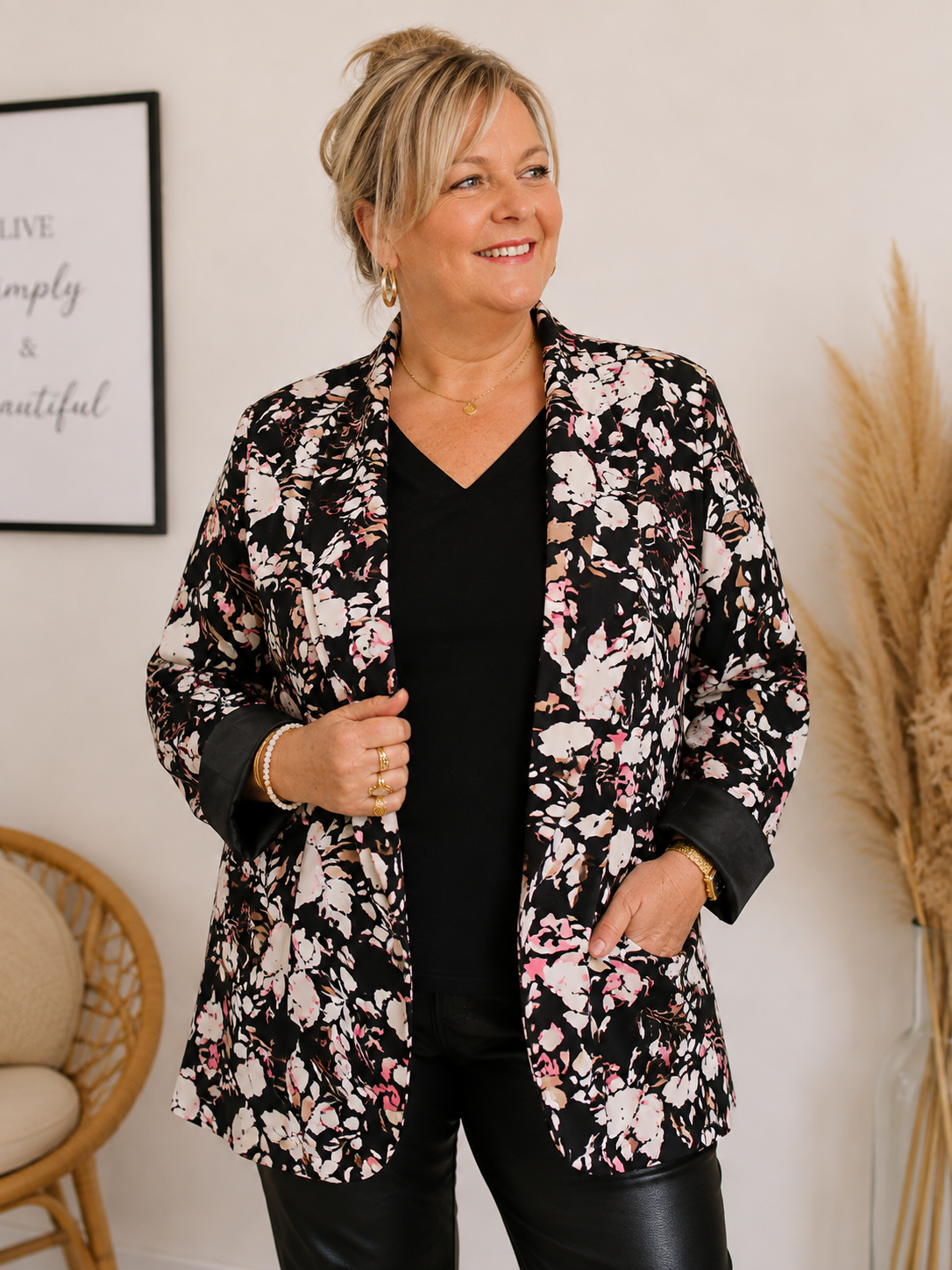 Blazer Fleuri – Grande Taille