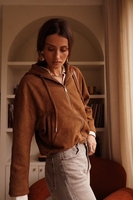 Blouson Sienna – camel effet suédine