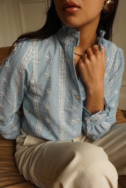Chemise Céleste – broderies blanches