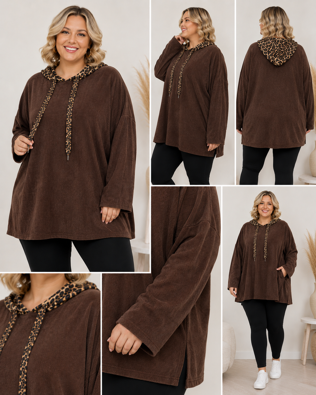 Pull à capuche Léopard – Grande taille