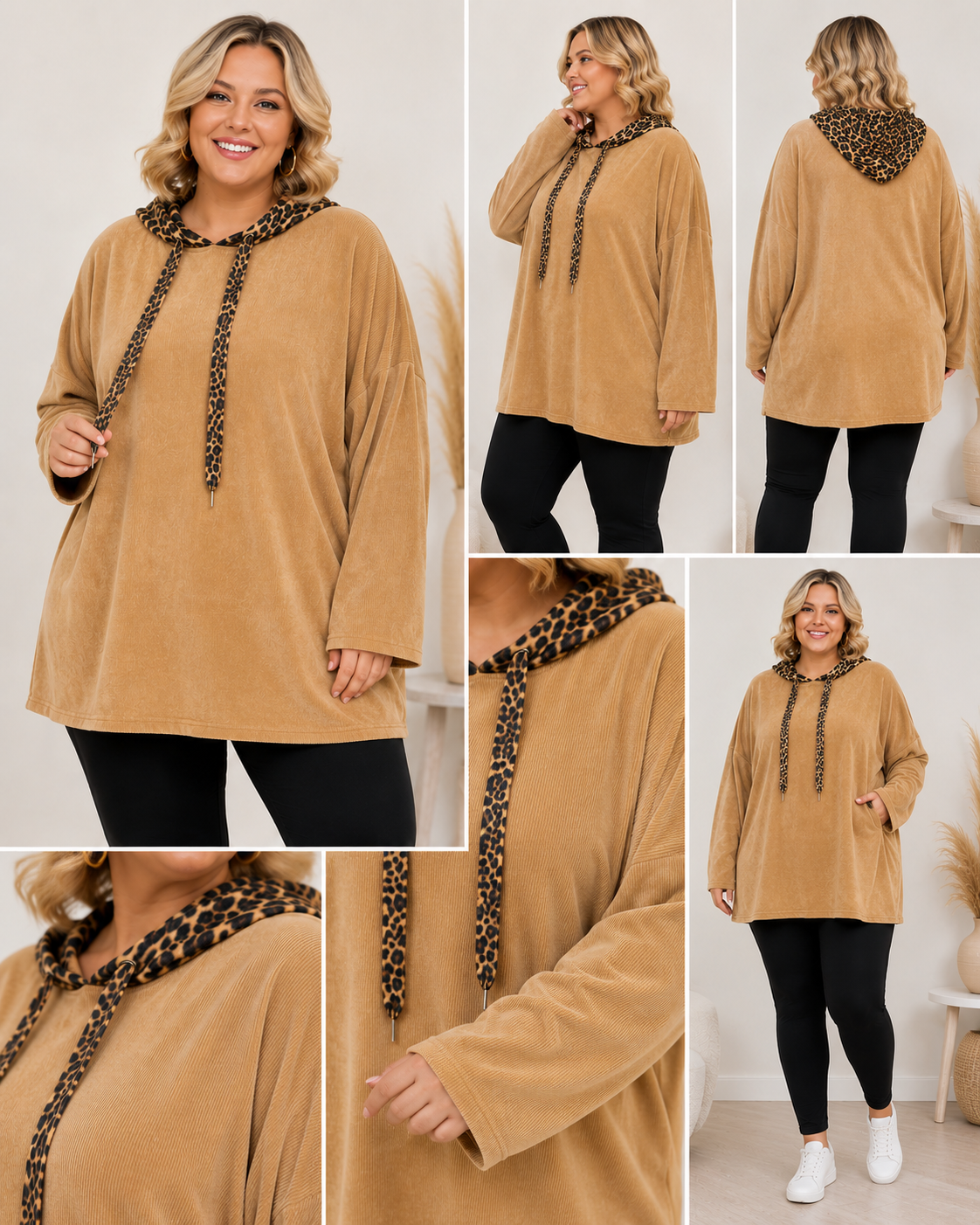 Pull à capuche Léopard – Grande taille