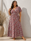 🌸 Robe Longue Fleurie Grande Taille – “Capucine”