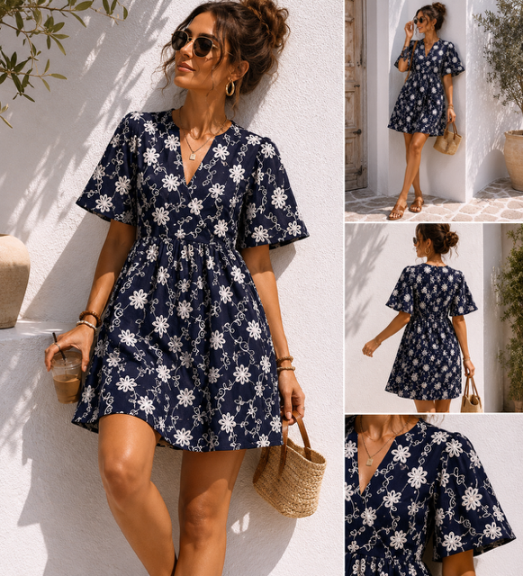 🌸 Robe Fleurie Marine “Giulia”