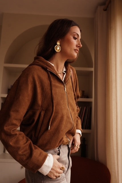 Blouson Sienna – camel effet suédine