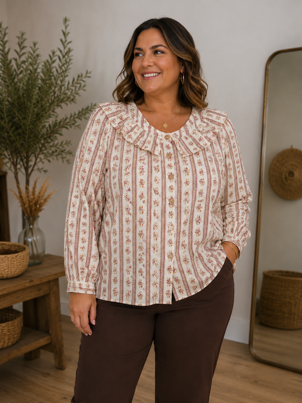 Blouse Eugénie – Écru fleuri