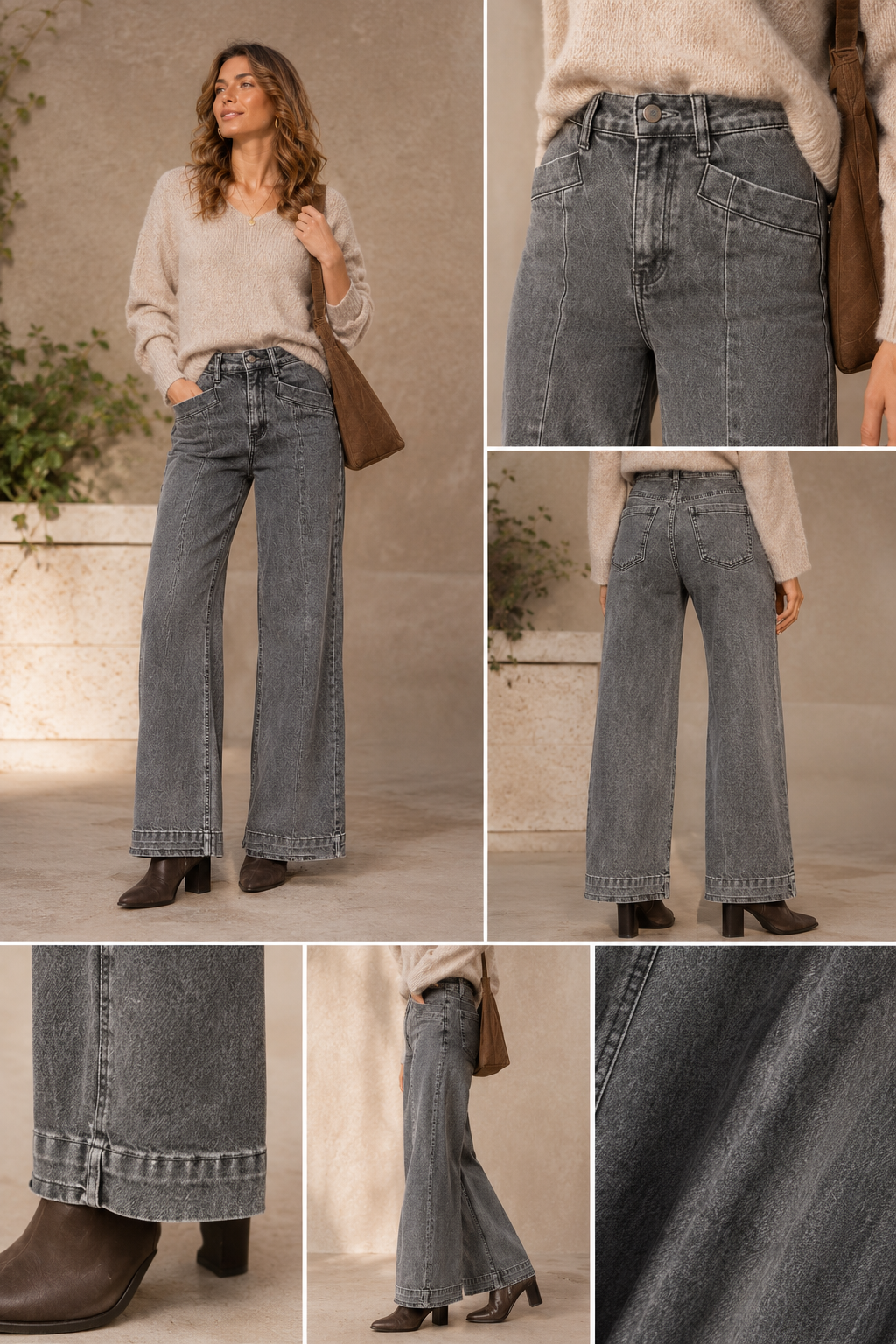 Jean Garance – Wide Leg gris délavé