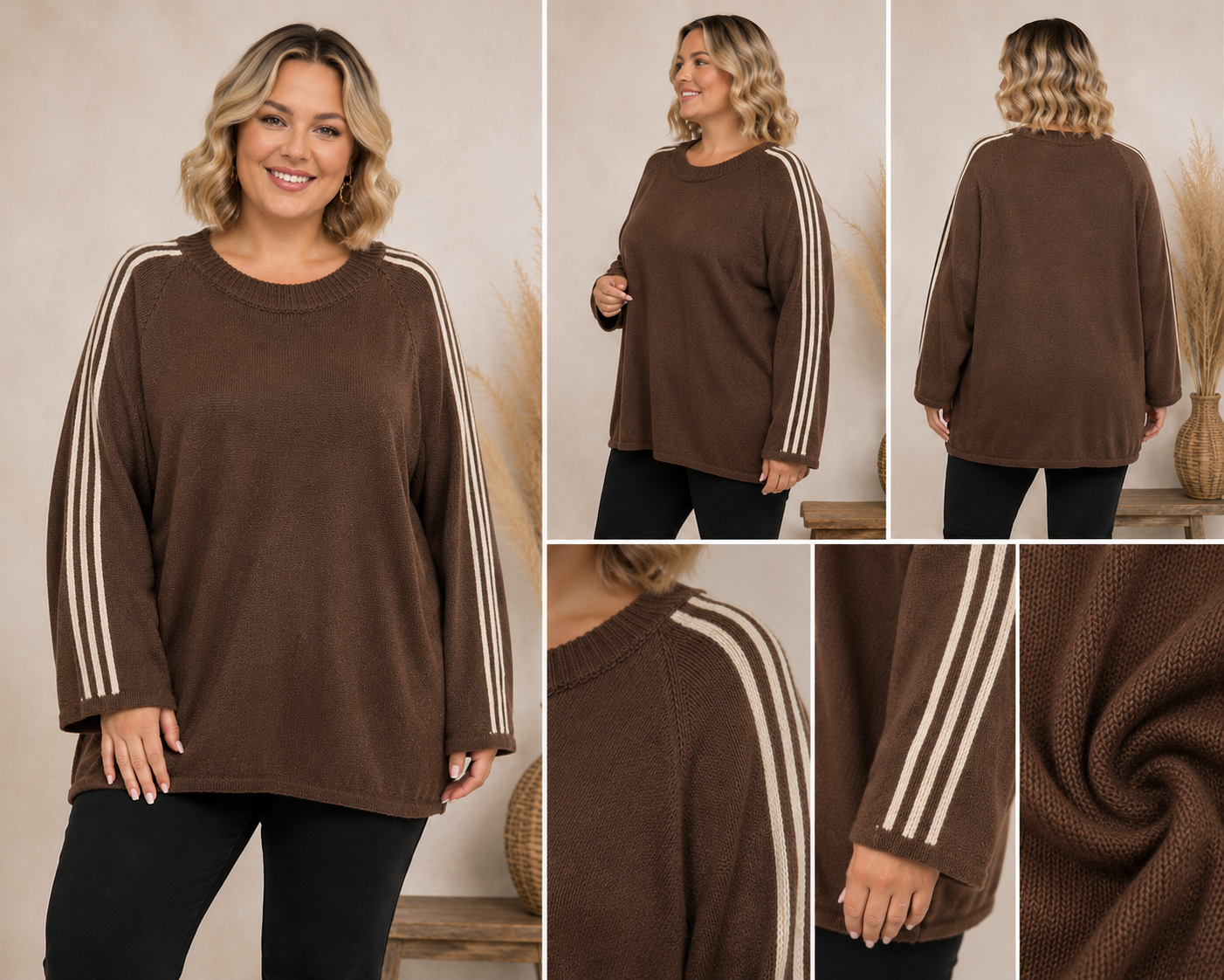 Pull Romy grande taille à bandes contrastées – Esprit sport chic