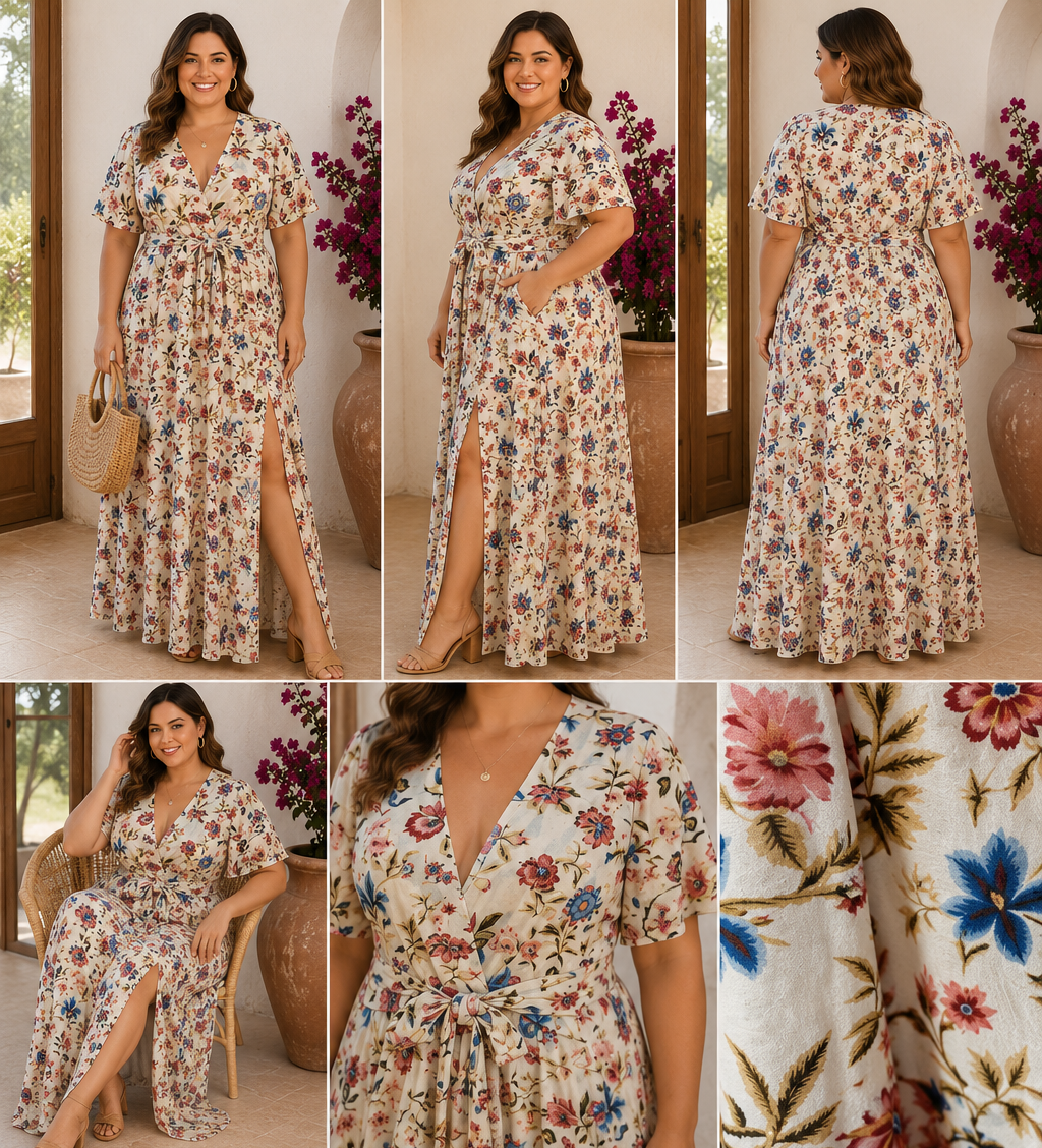 Robe Longue Rosana – Grande Taille 🌸