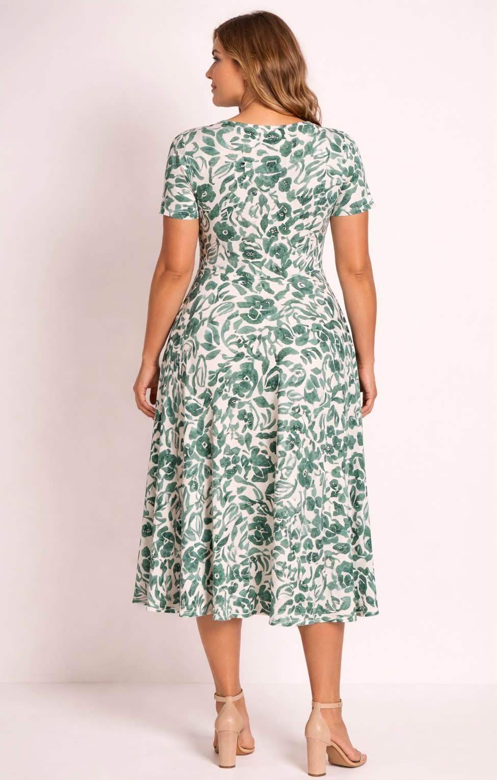 🌿 Robe Joséphine – Imprimé vert naturel