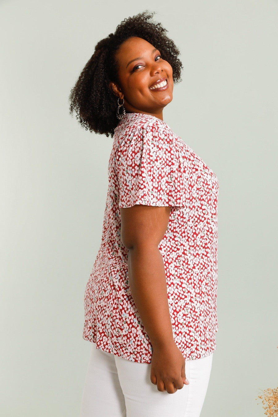 🌿 Blouse Agathe – Imprimé floral rouge
