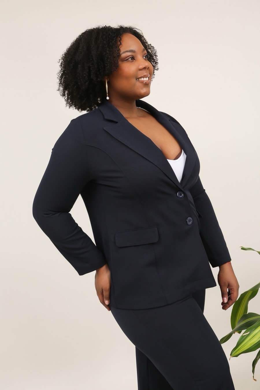 🌿 Blazer Léonie – Bleu marine intemporel