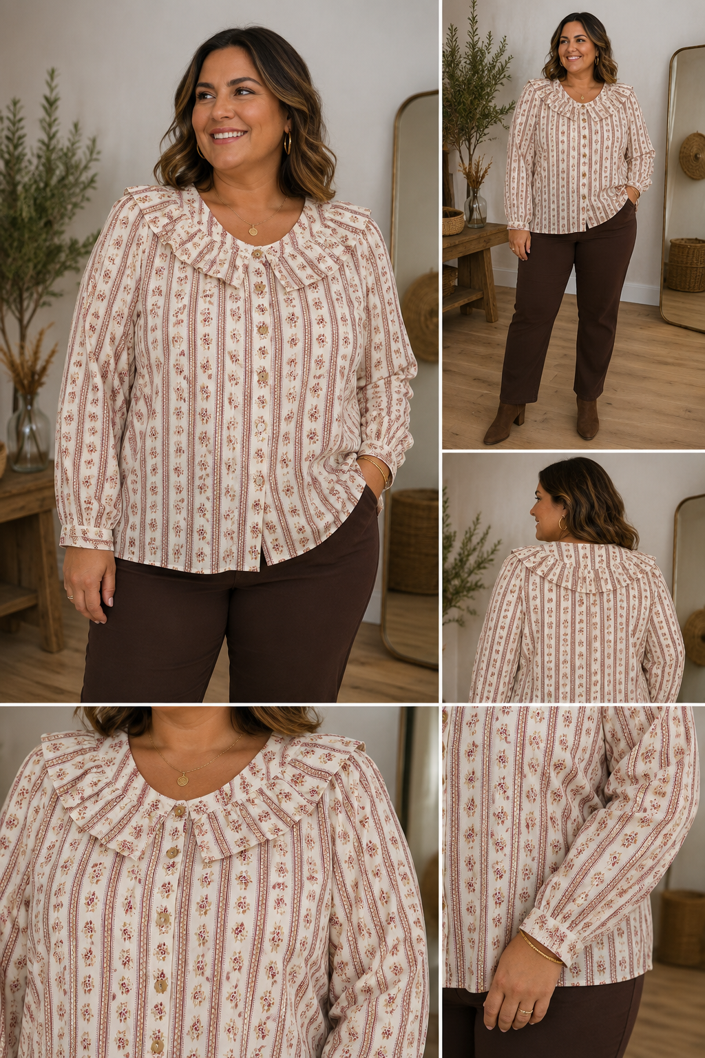 Blouse Eugénie – Écru fleuri