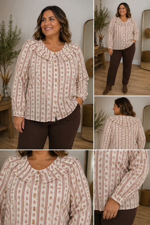 Blouse Eugénie – Écru fleuri