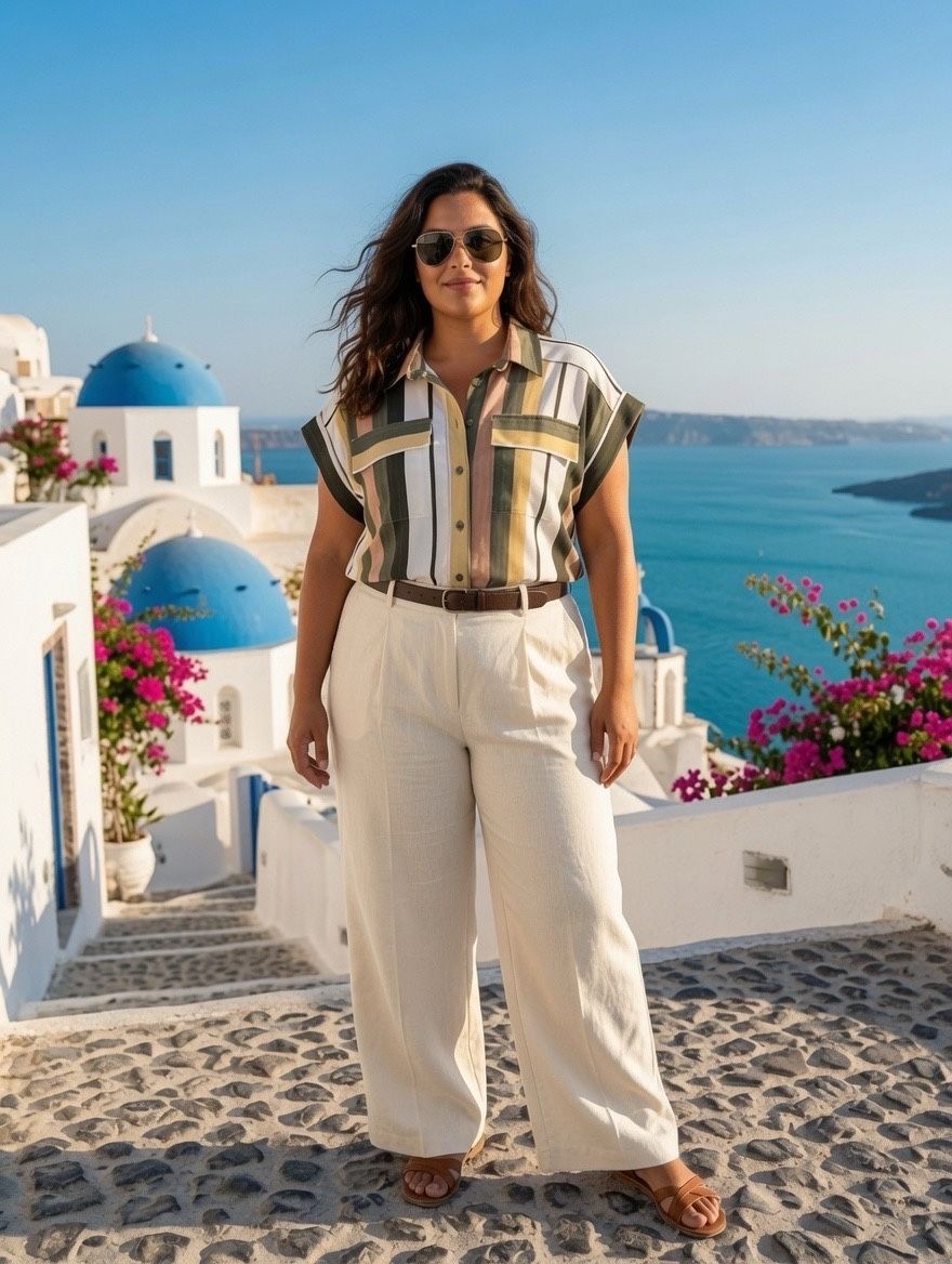 🌿 Chemise Rayée Alizée – Grande Taille