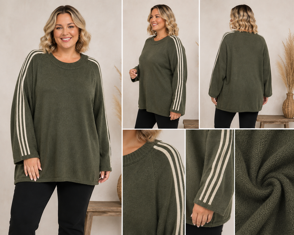 Pull Romy grande taille à bandes contrastées – Esprit sport chic