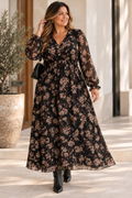 Robe longue Célestine – Imprimé floral – Tailles généreuses L au 4XL