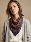 Foulard carré satiné Azura – Bleu & Orange