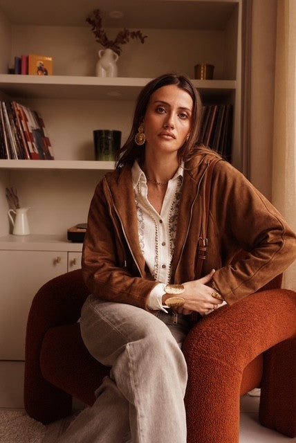 Blouson Sienna – camel effet suédine