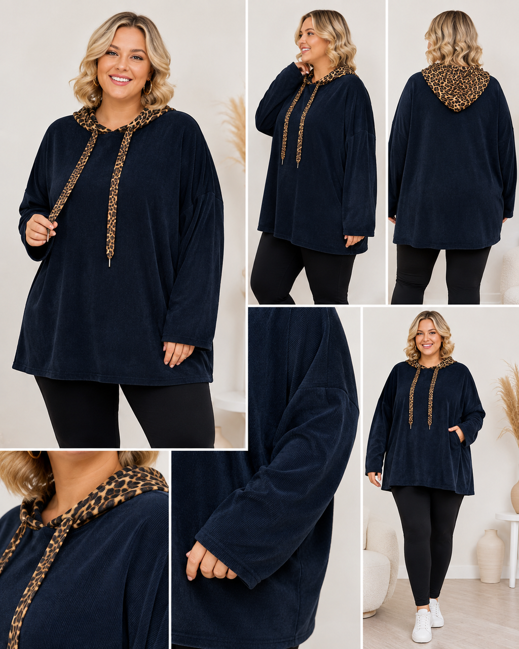 Pull à capuche Léopard – Grande taille