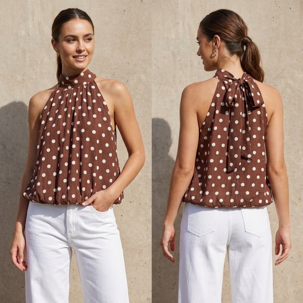 🛍️ Top Olivia – Pois Vert Olive