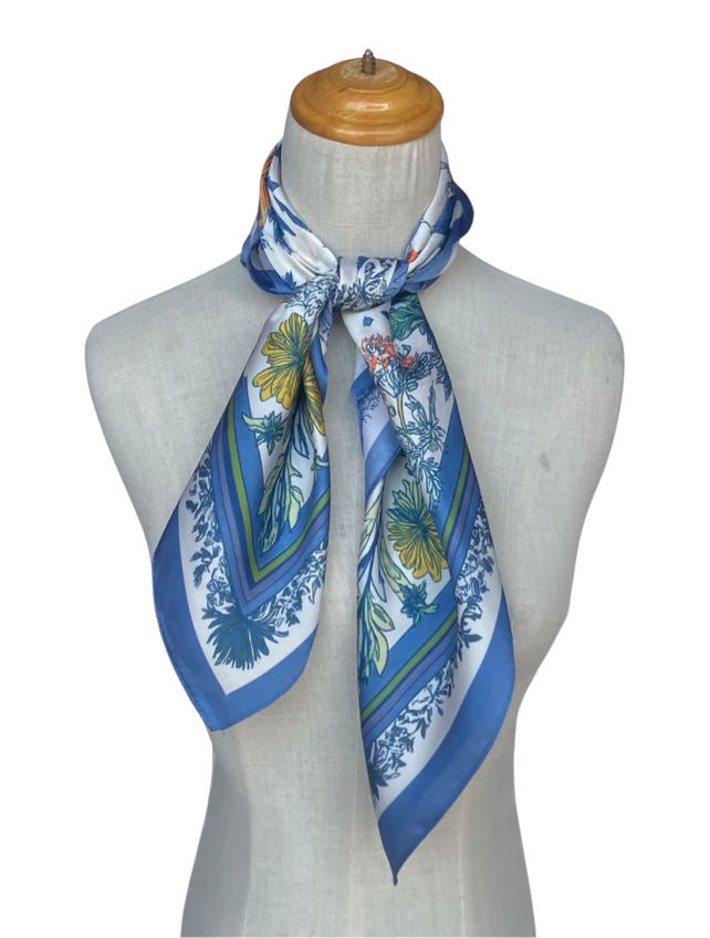 Foulard femme BLEUET – Floral Bleu