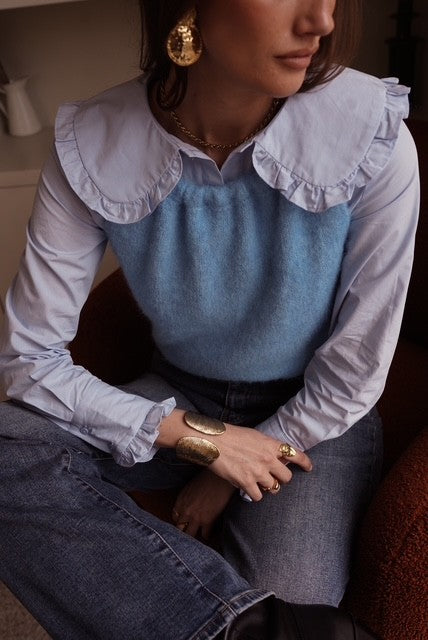 Pull Azurine – bleu ciel (sans manches)