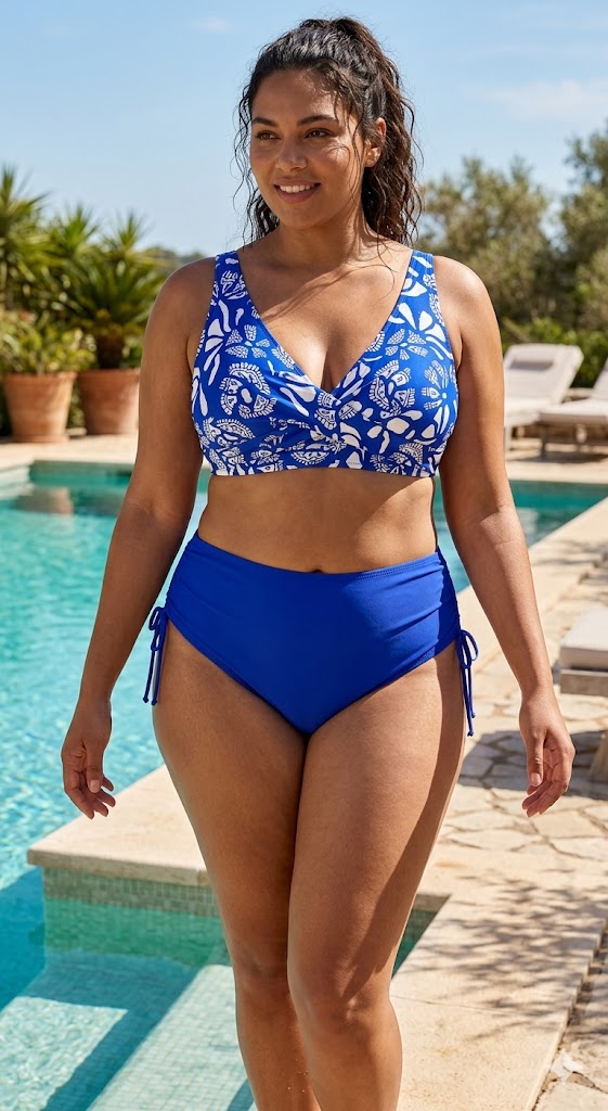 💙 Maillot de bain 2 pièces – Bleu imprimé