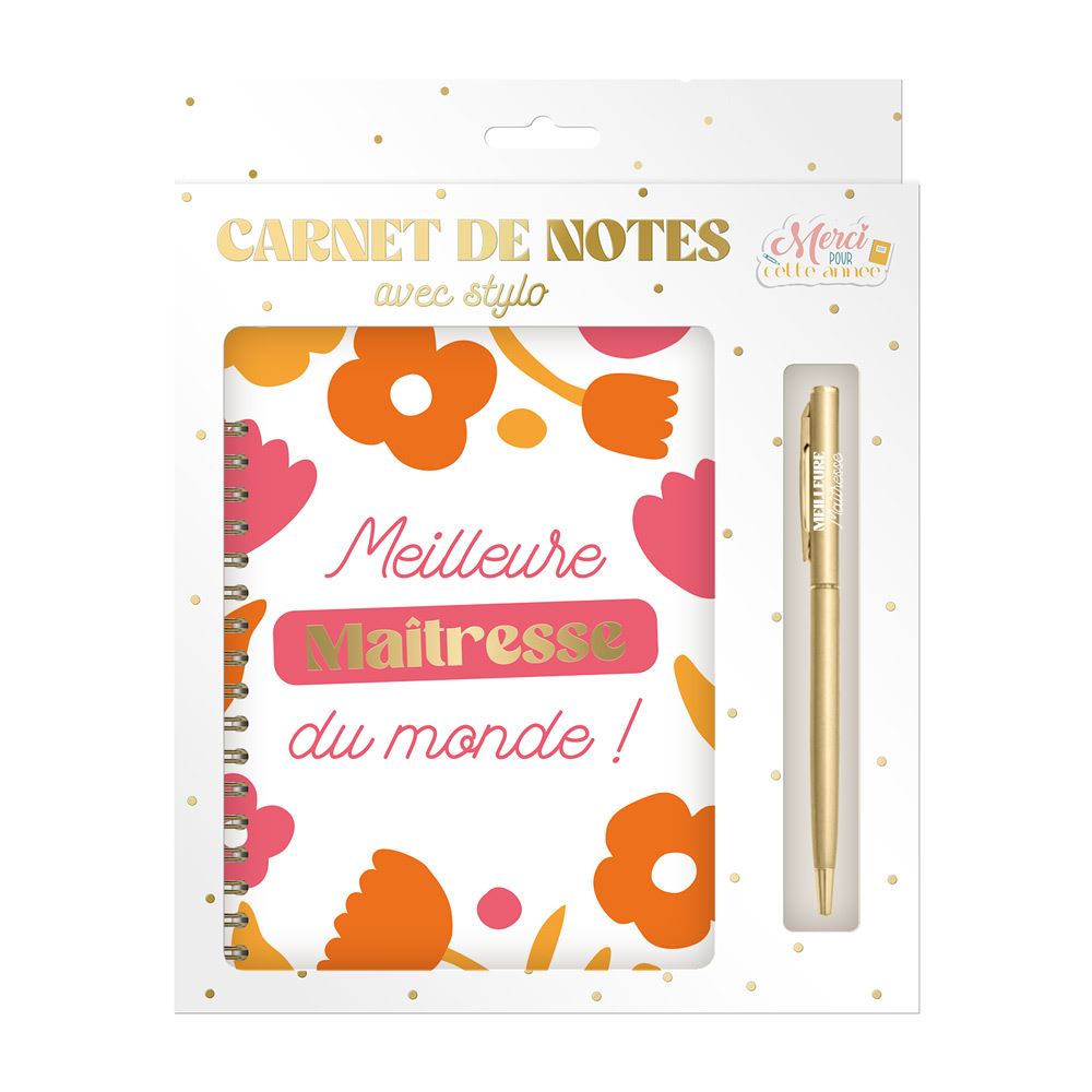 Coffret carnet + stylo cadeau maitresse