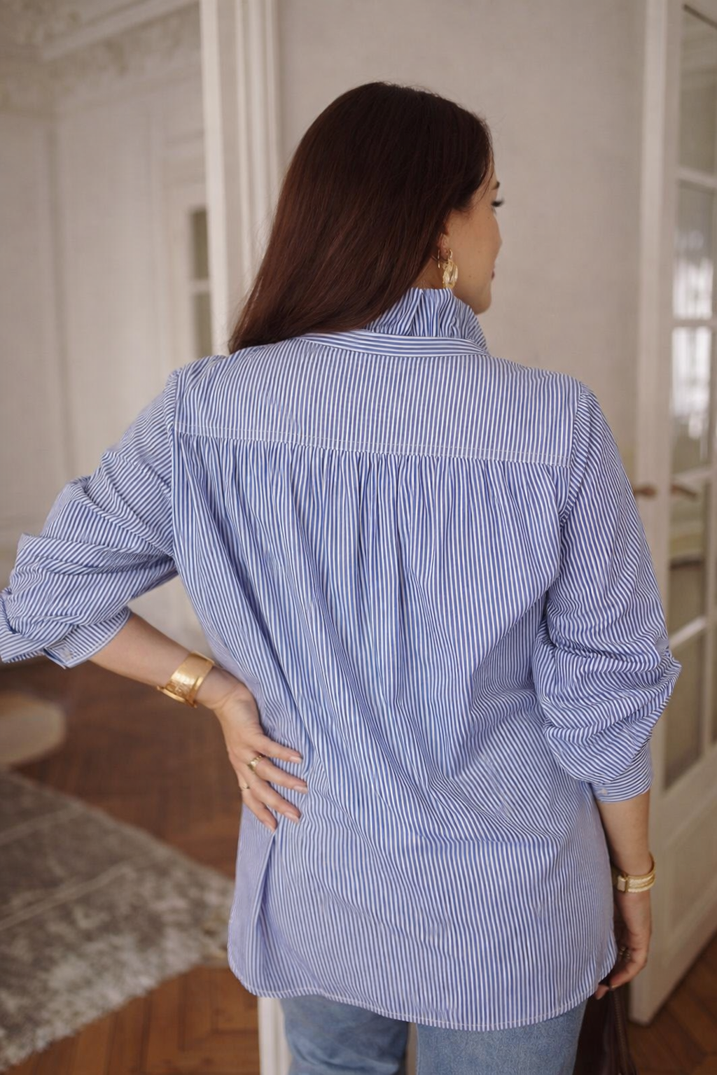 Chemise rayée col volant “Capucine”