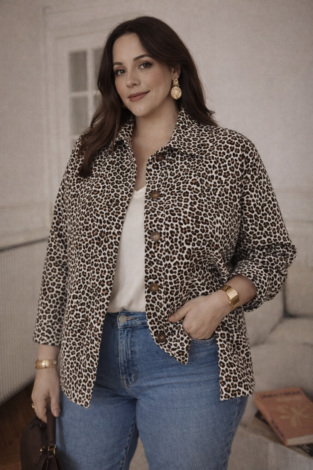 Veste imprimé léopard grande taille “Fauve”