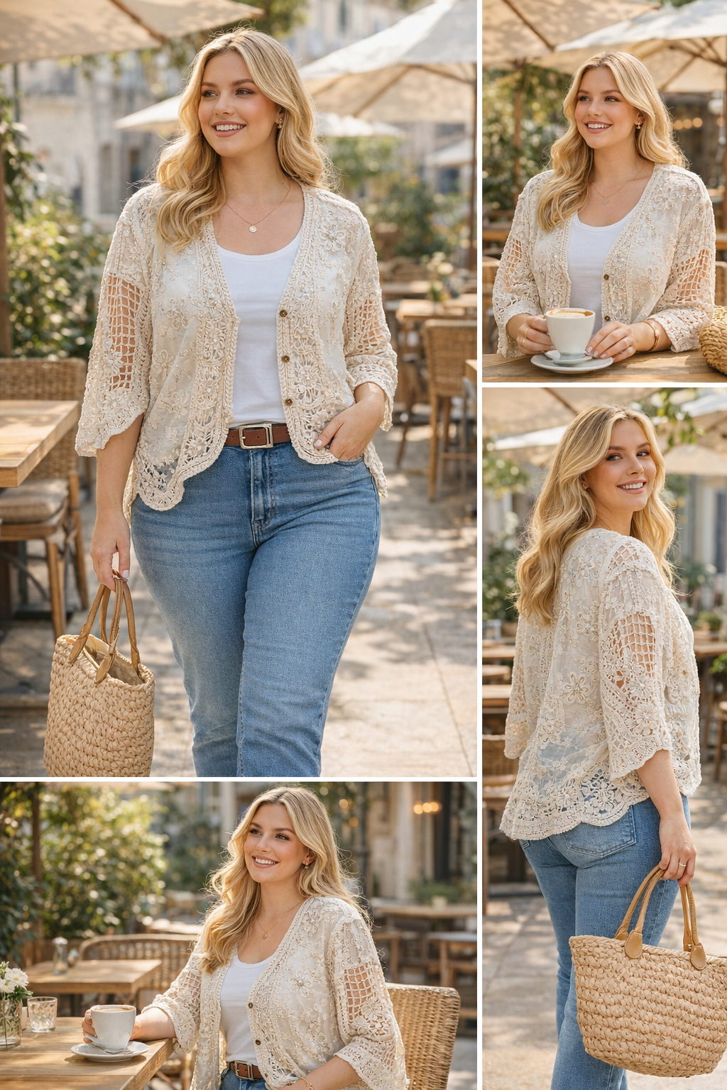 Gilet Crochet LÉONIE – Écru Bohème