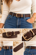 Ceinture Romy – Effet croco & boucle dorée