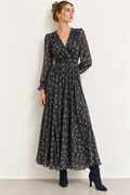 Robe longue Romane – Marine fleurie