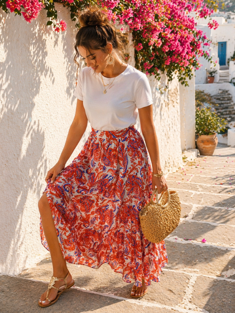 🌺 Jupe Longue Bohème – “Sienna”