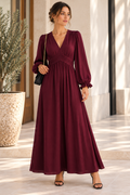 Robe longue Bérénice – Bordeaux uni