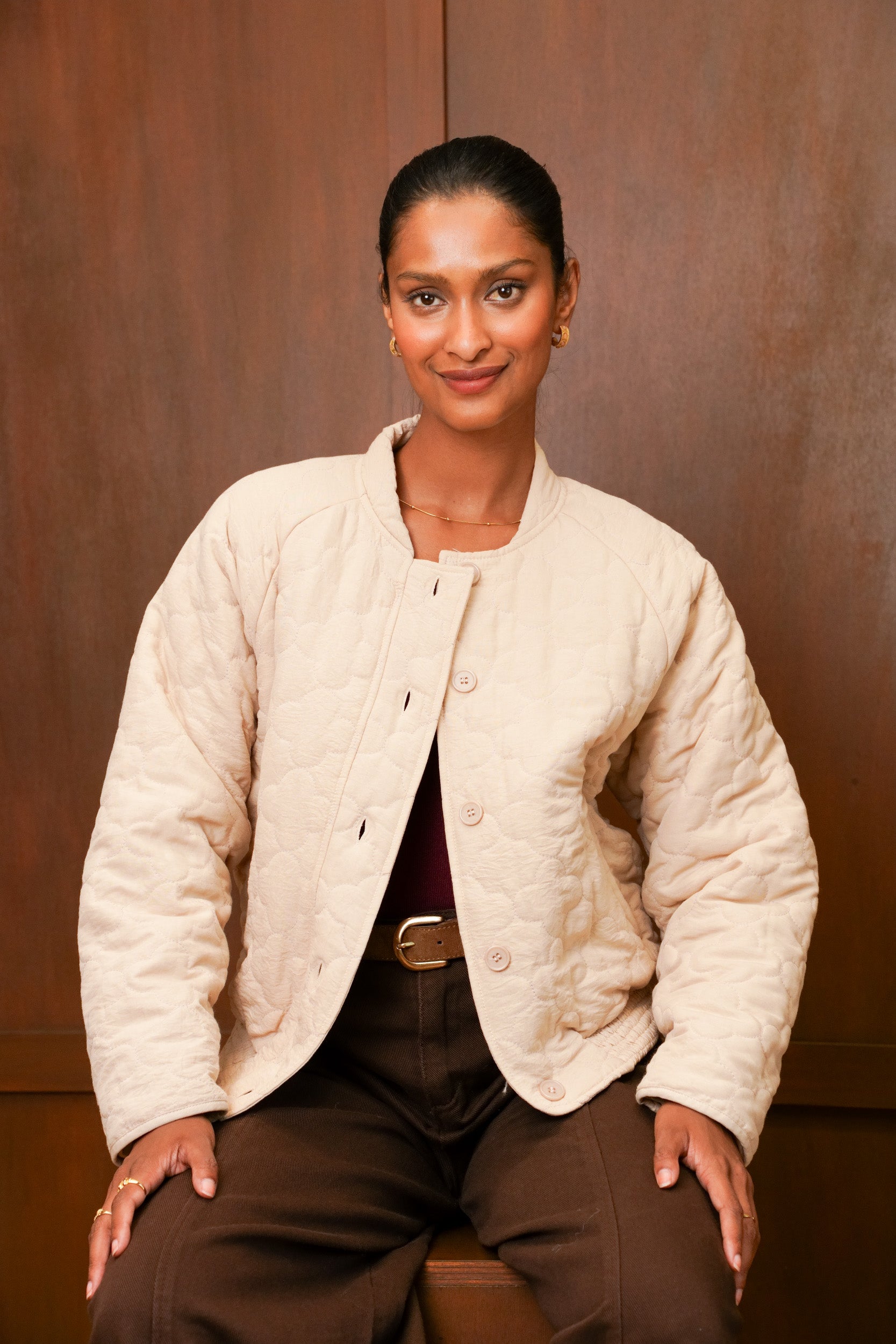 Veste matelassée Agathe – Écru