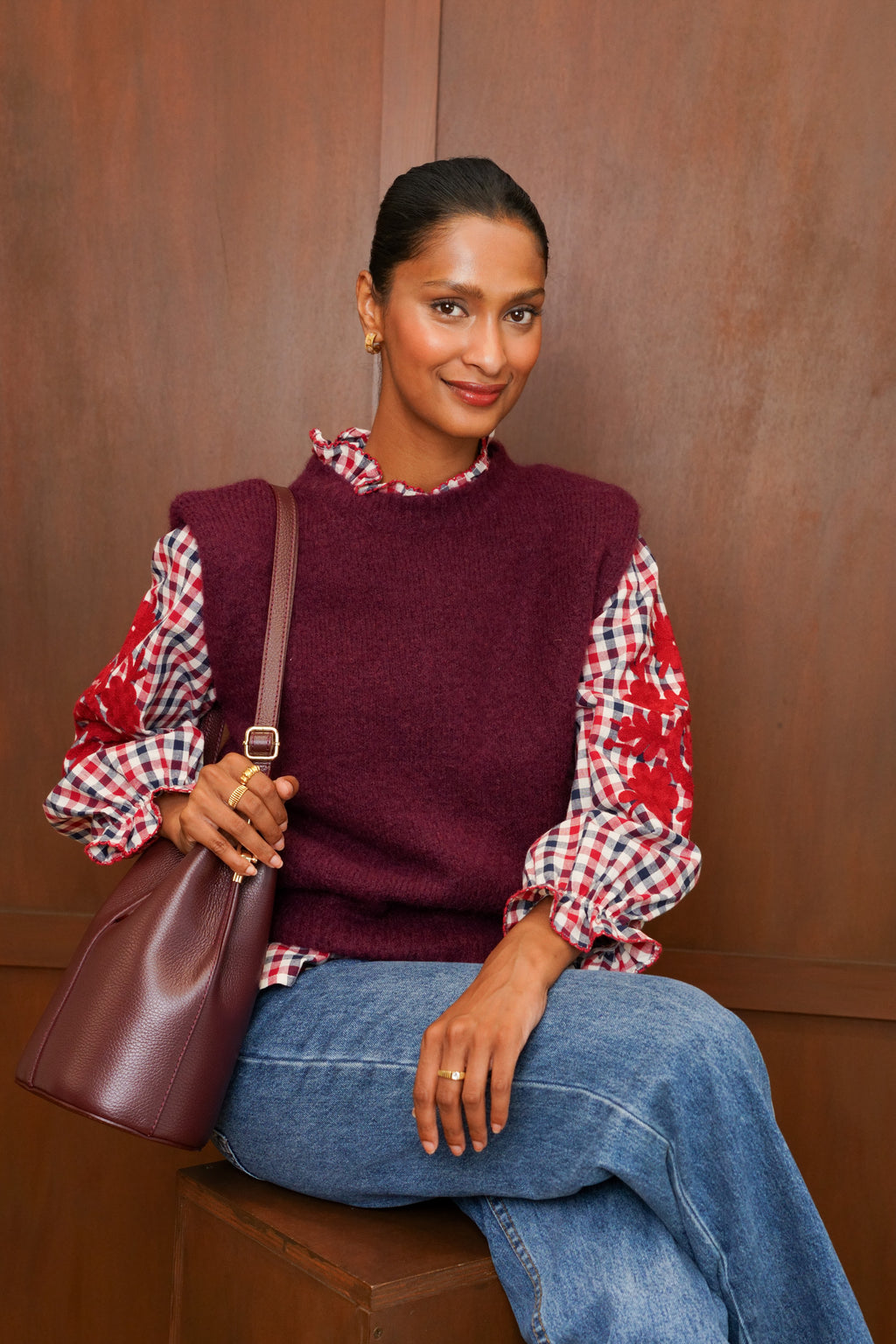 Pull sans manches Garance – Bordeaux