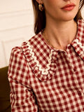 Blouse Joséphine – Vichy bordeaux & écru