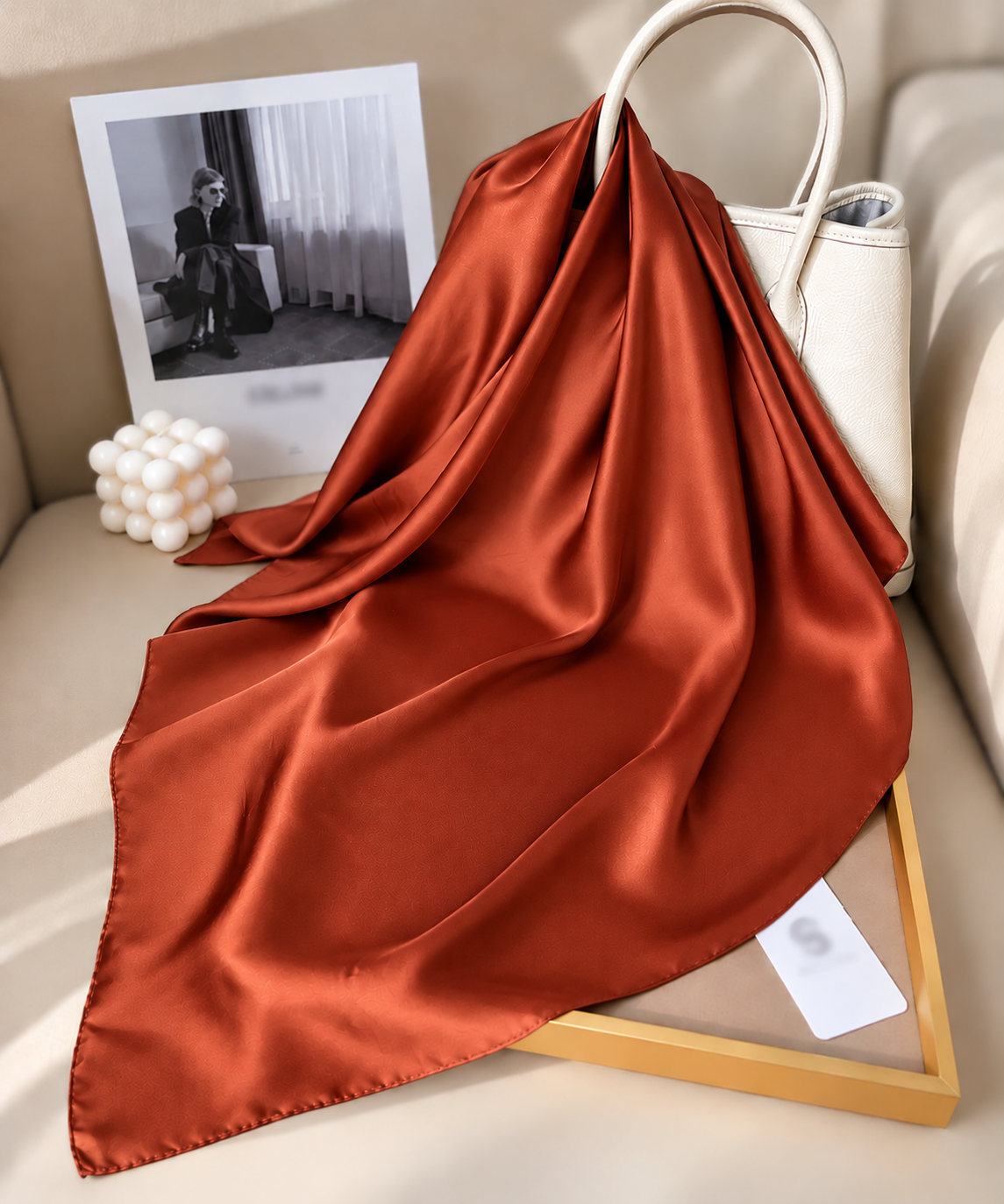 Foulard Isaline – Carré satiné uni 70 × 70 cm
