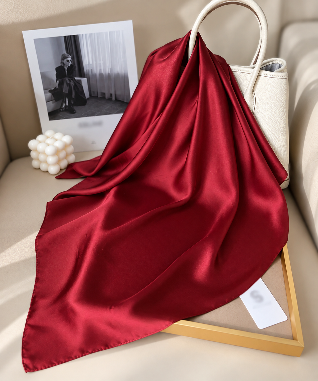 Foulard Isaline – Carré satiné uni 70 × 70 cm
