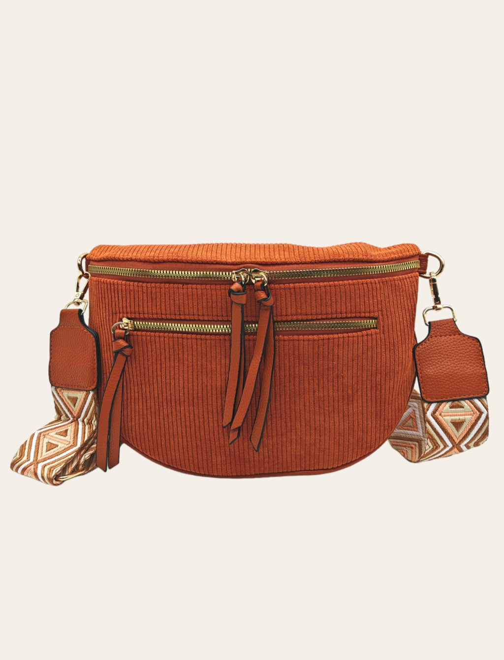 Sac banane Alizée – Velours côtelé & bandoulière tissée – 4 coloris