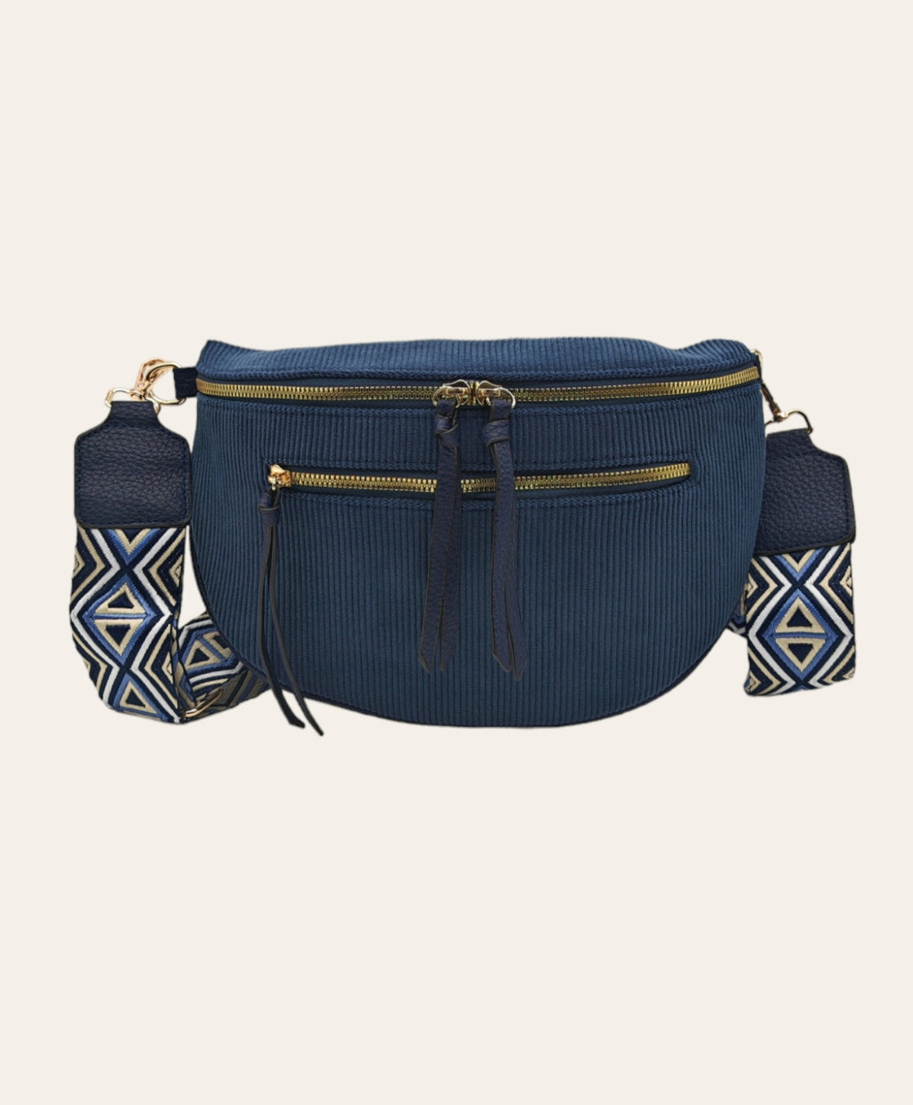 Sac banane Alizée – Velours côtelé & bandoulière tissée – 4 coloris