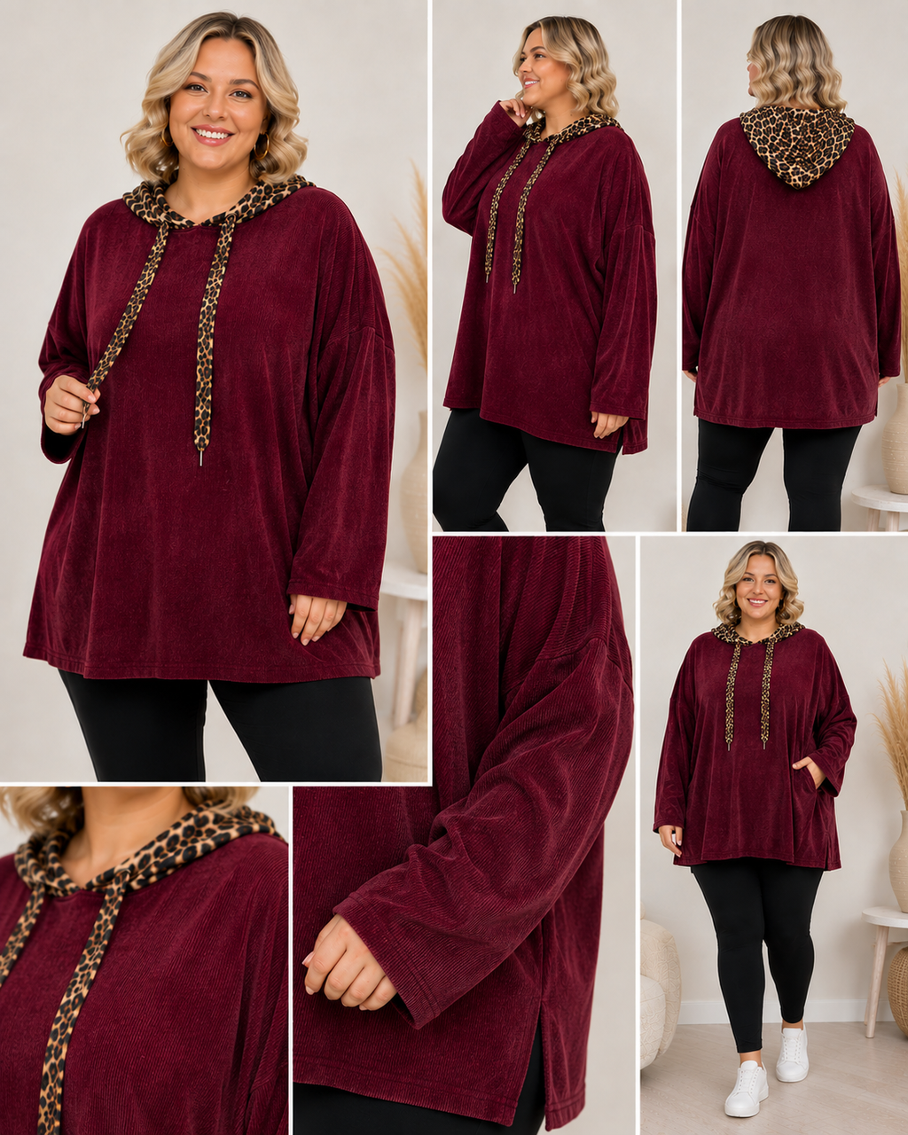 Pull à capuche Léopard – Grande taille