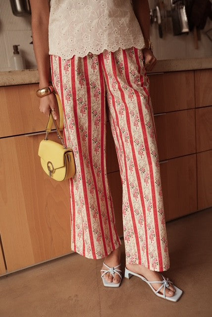 🛍️ Pantalon fluide– Imprimé Bohème Rayé