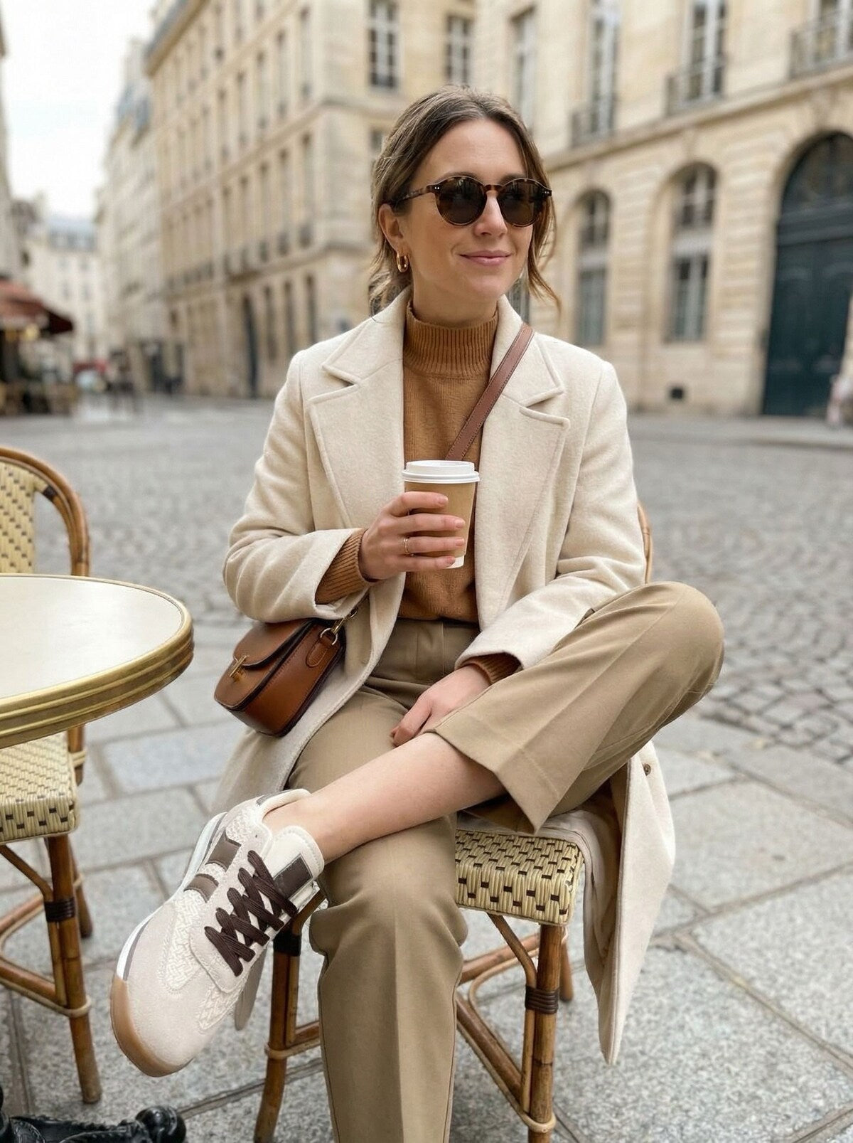 Baskets Éléna – Beige & Chocolat