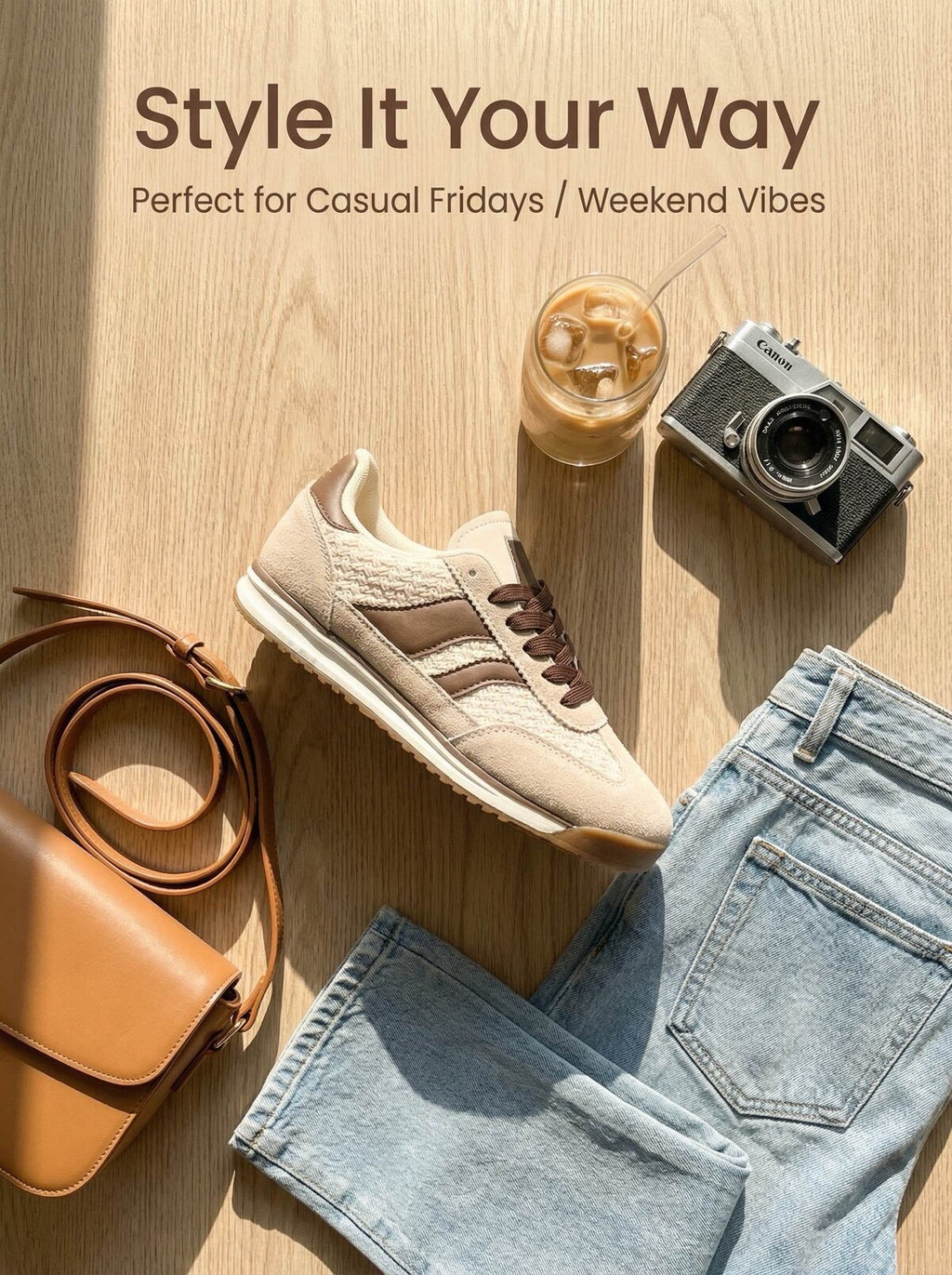 Baskets Éléna – Beige & Chocolat