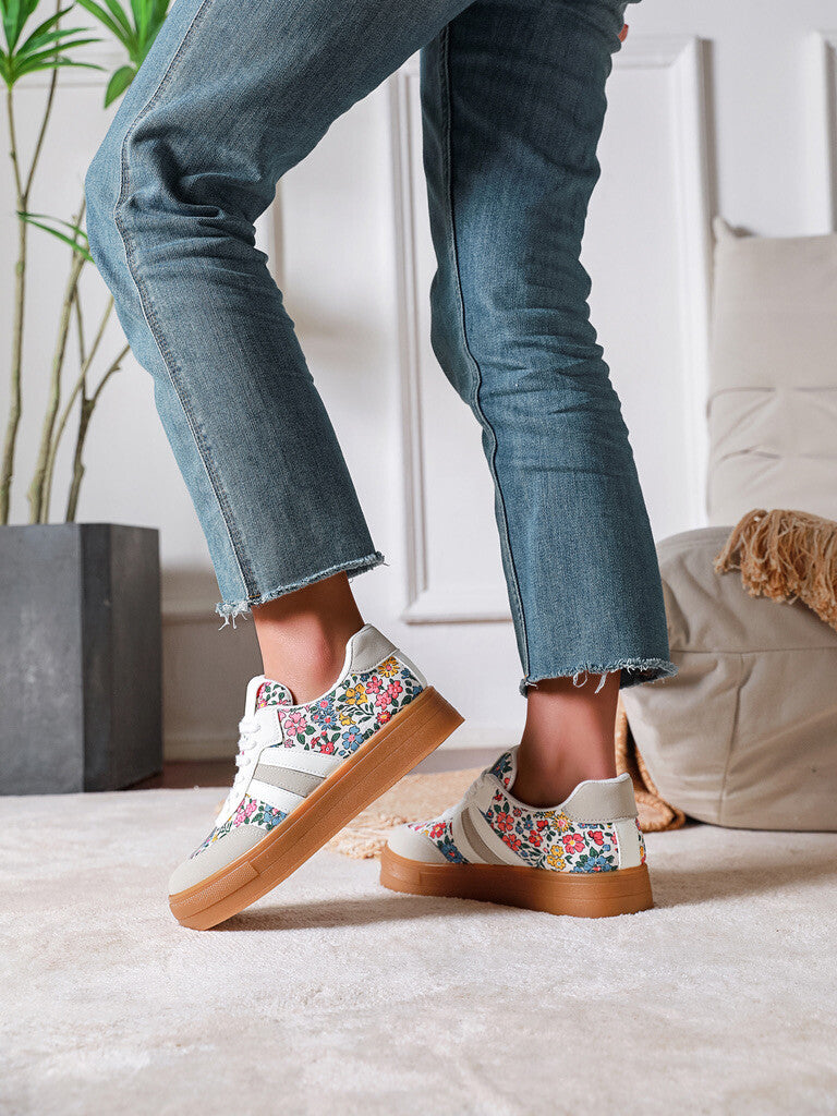 Baskets Florie – Blanc & Motifs Fleuris