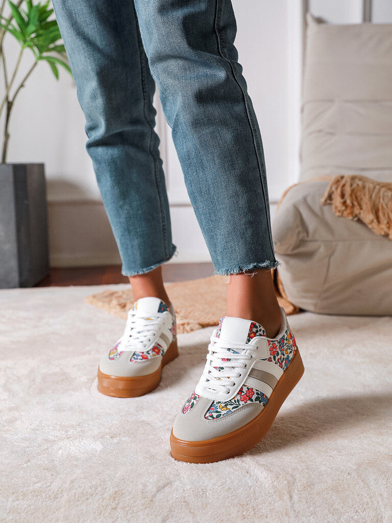 Baskets Florie – Blanc & Motifs Fleuris