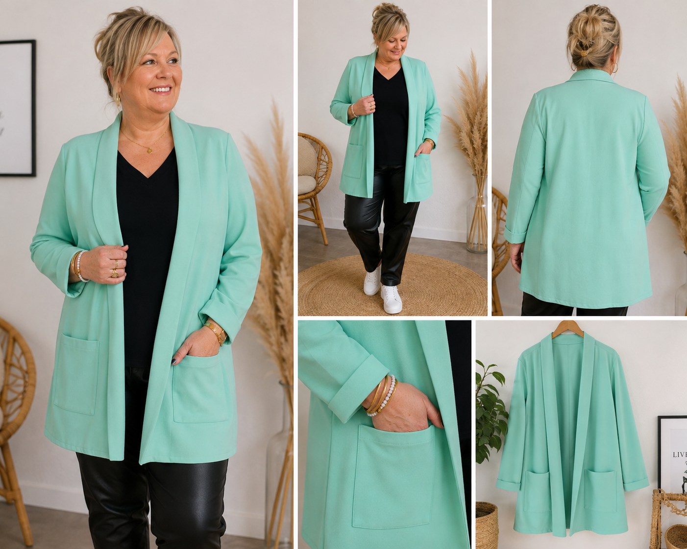 Veste longue Élina – Vert d'eau